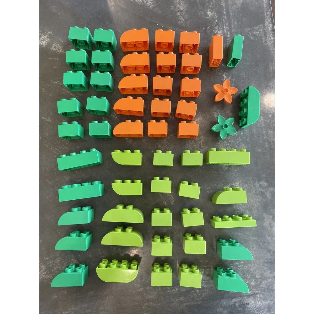 LEGO DUPLO Building Blocks 55pc Mixed Size Lot Bright Green Lime Orange